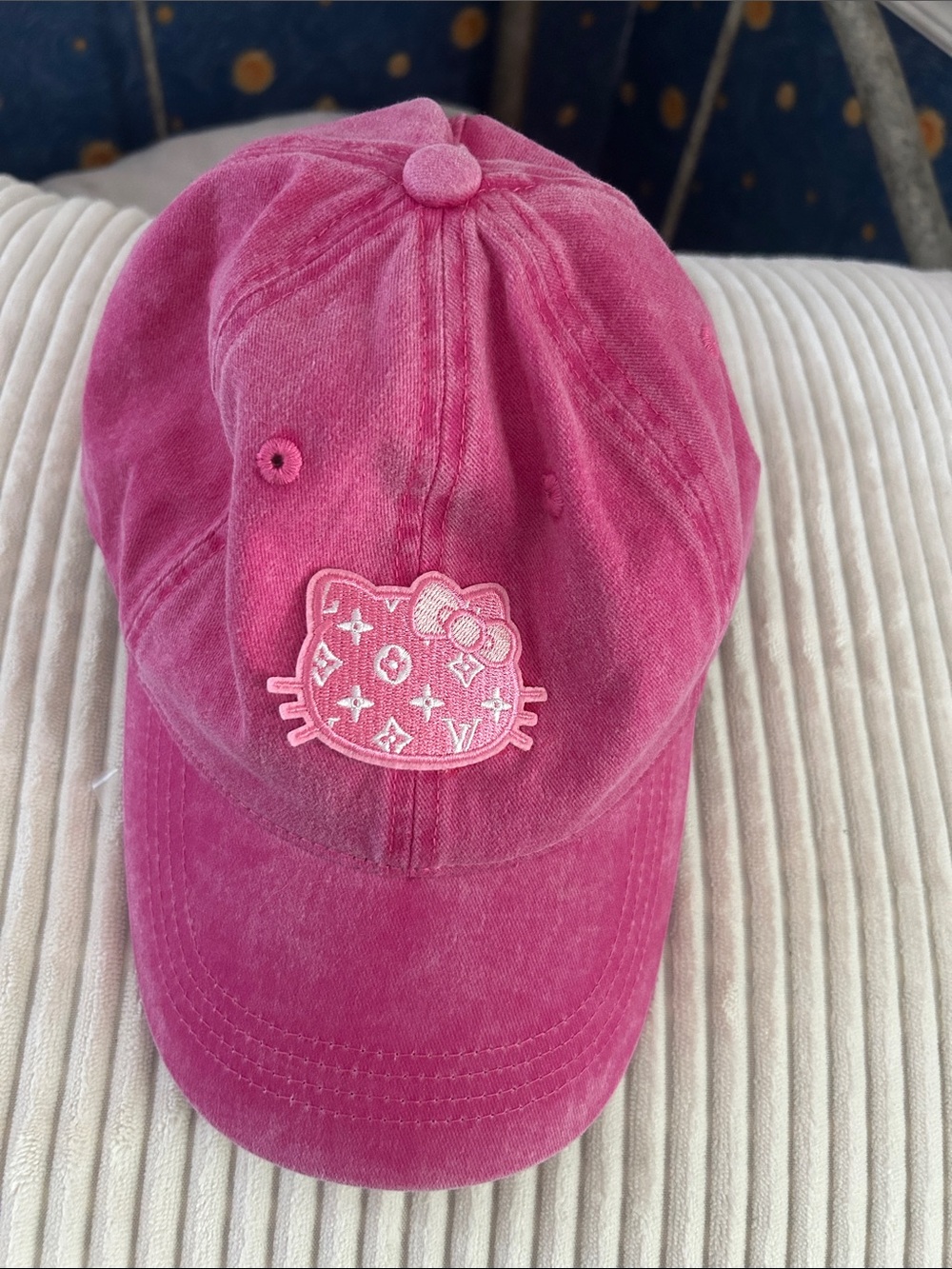 Girls' Pink Embroidered Cat Baseball Cap